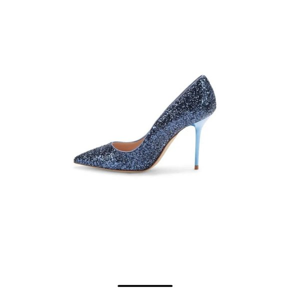 John Galliano Blue Metallic Glitter Heels/pumps Sz: 36 EU - 6 US - Picture 6 of 11